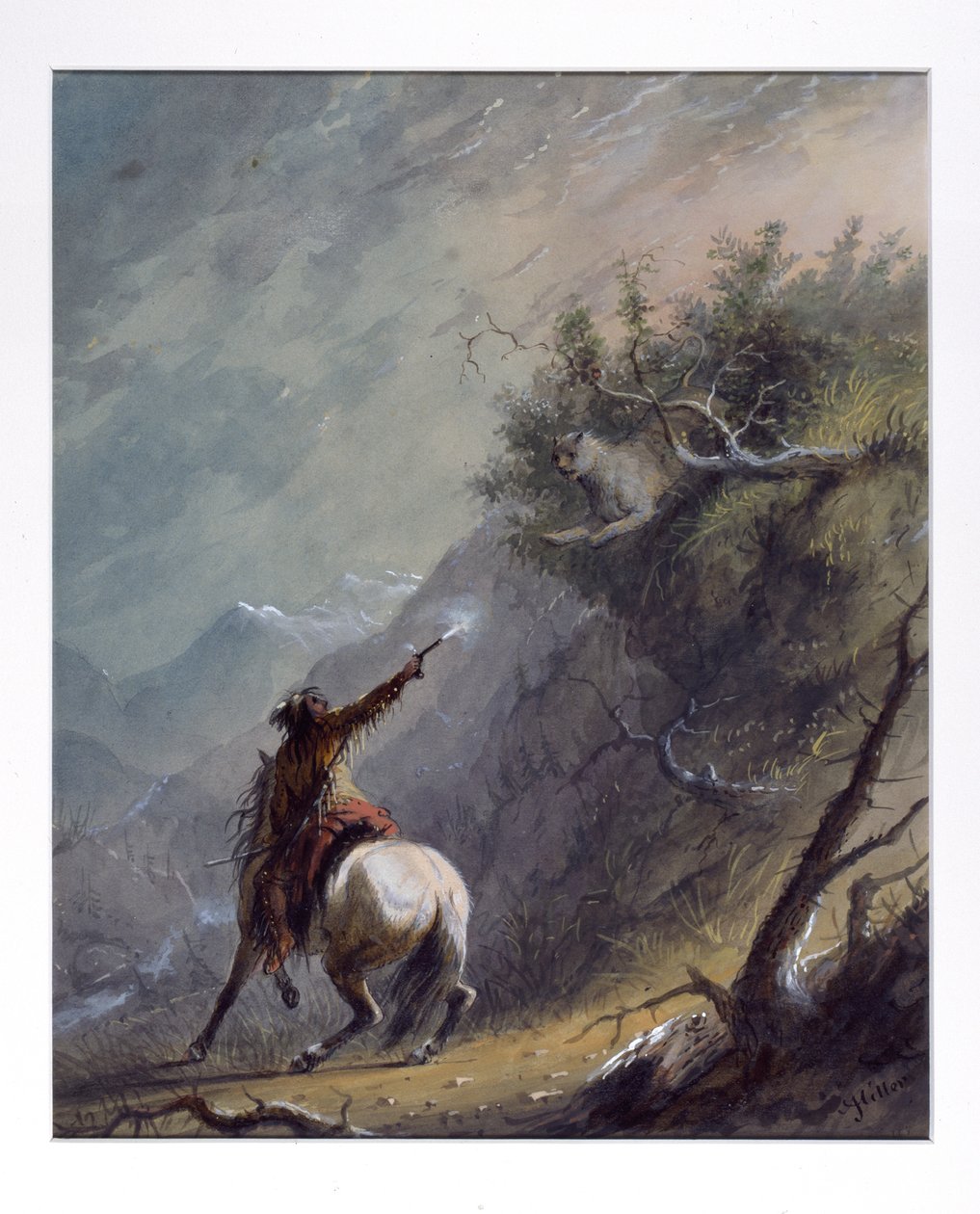 Shooting a Cougar by Alfred Jacob Miller
