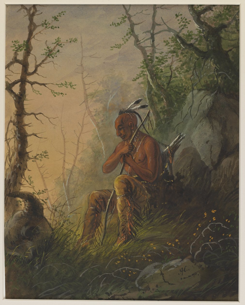 Sioux Indian at a Grave by Alfred Jacob Miller