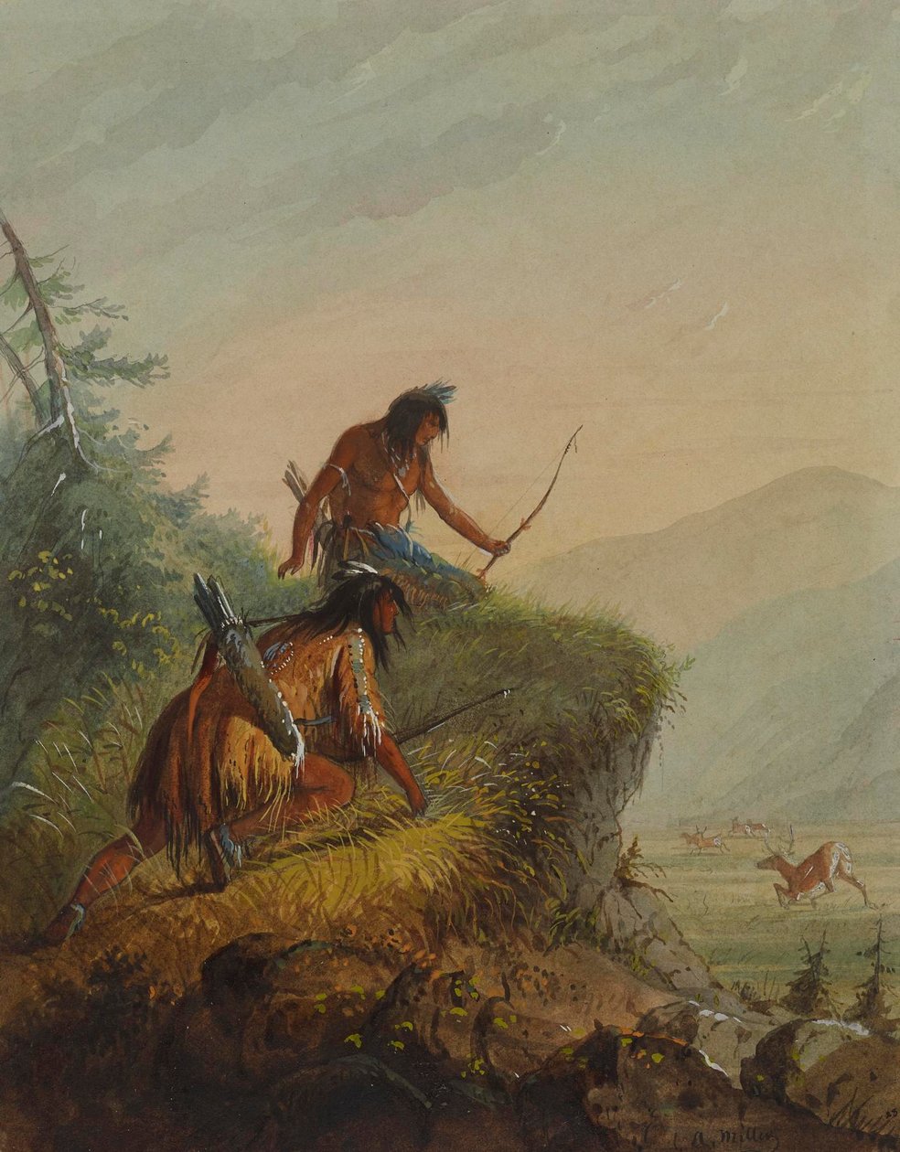 Snake Indians Shooting Elk by Alfred Jacob Miller