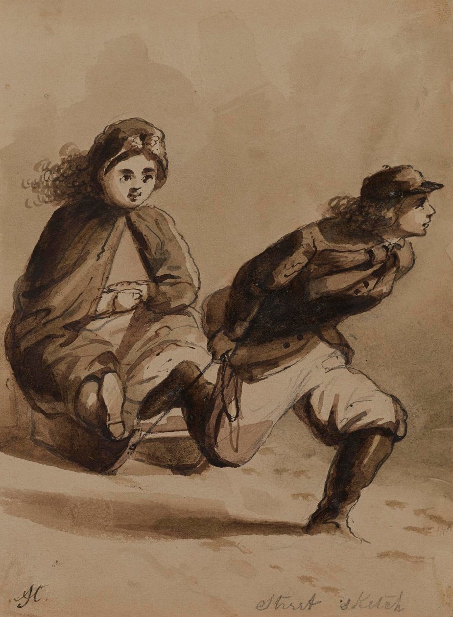 Street Sketch. Boy Gallantry by Alfred Jacob Miller