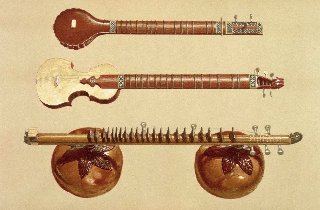 Two sitars and a rudra vina, Indian, from 