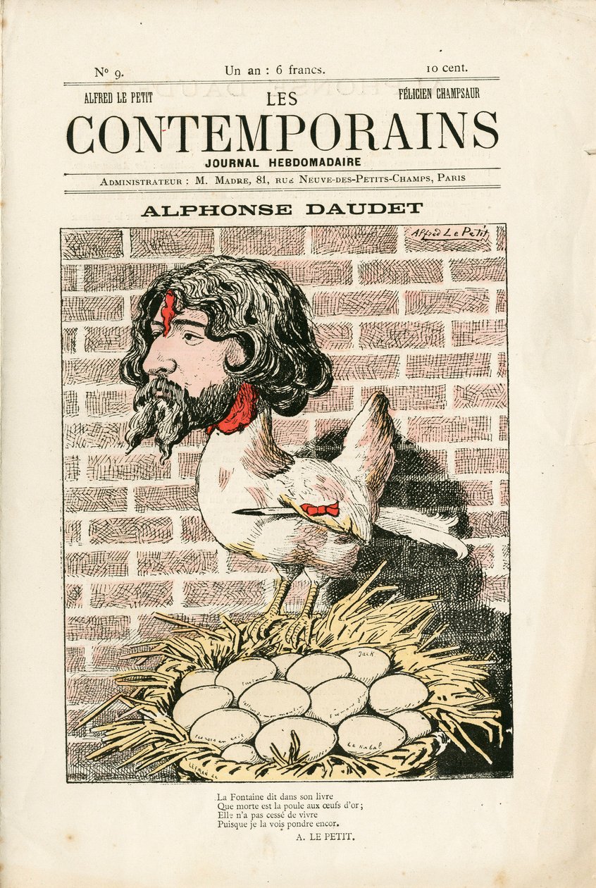 Cover of Les Contemporains, number 9, Satirical in Colors: Alphonse Daudet - Literature - Houle, Daudet Alphonse - Illustration by Alfred Le Pepetit by Alfred Le Petit