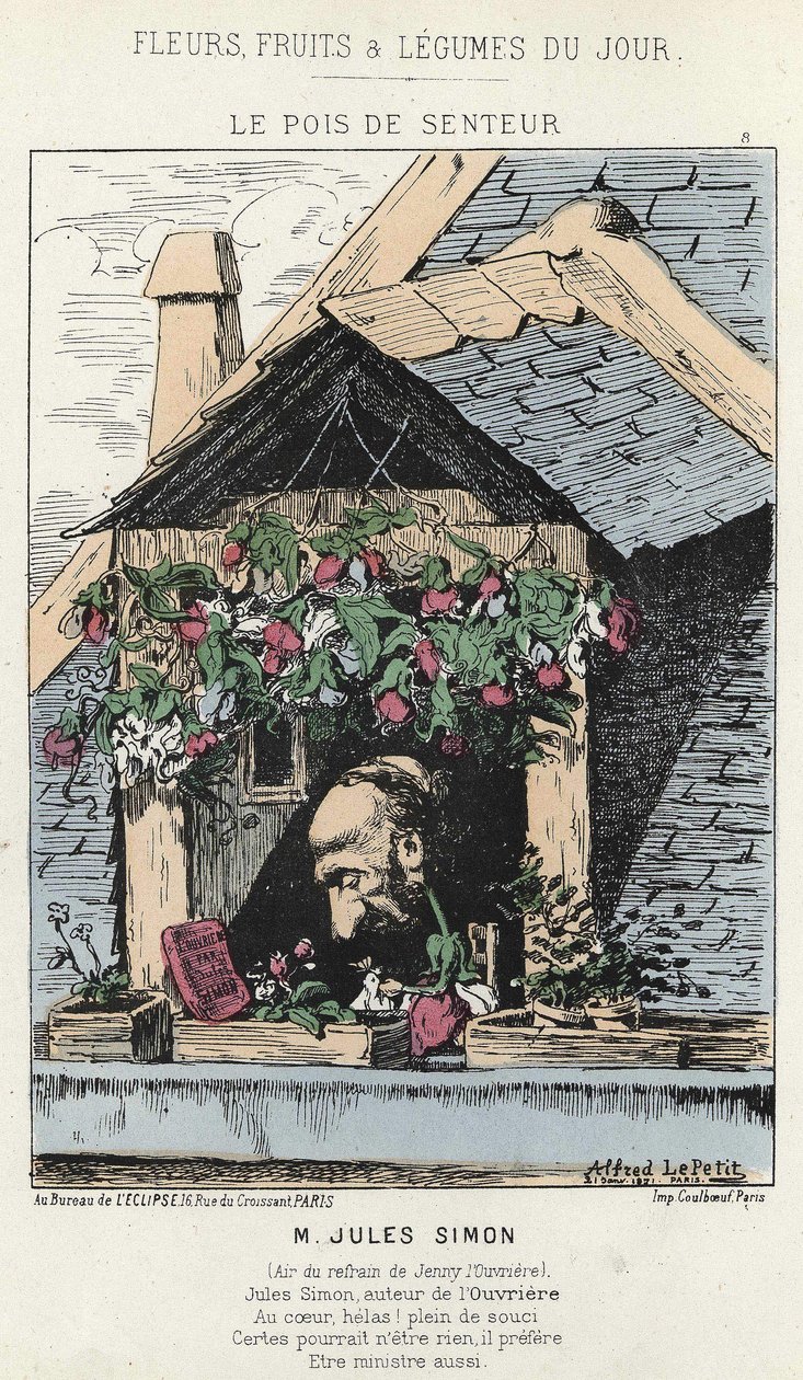 Le Peas de Fragreur: Caricature about Jules Simon (1814 - 1896) - Illustration from 12/01/1871 in 