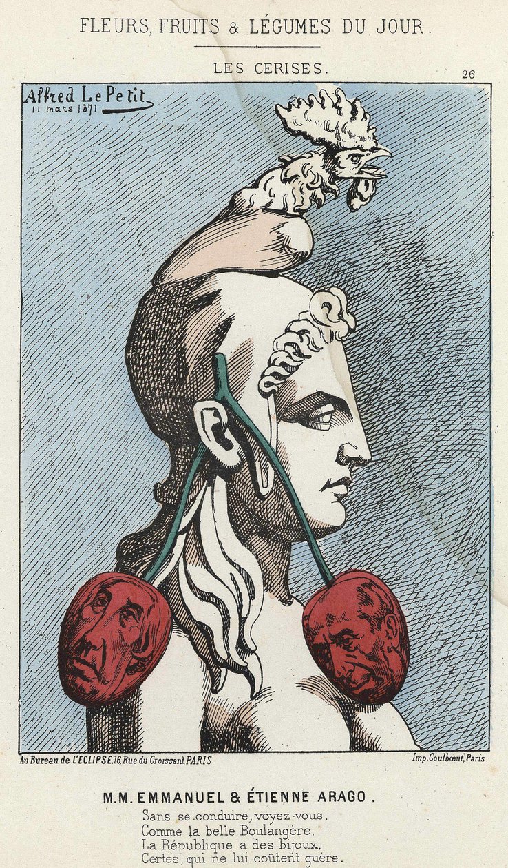 Les Cherry: caricature on MM Emmanuel and Etienne Arago - ill. of 11/03/1871 in 