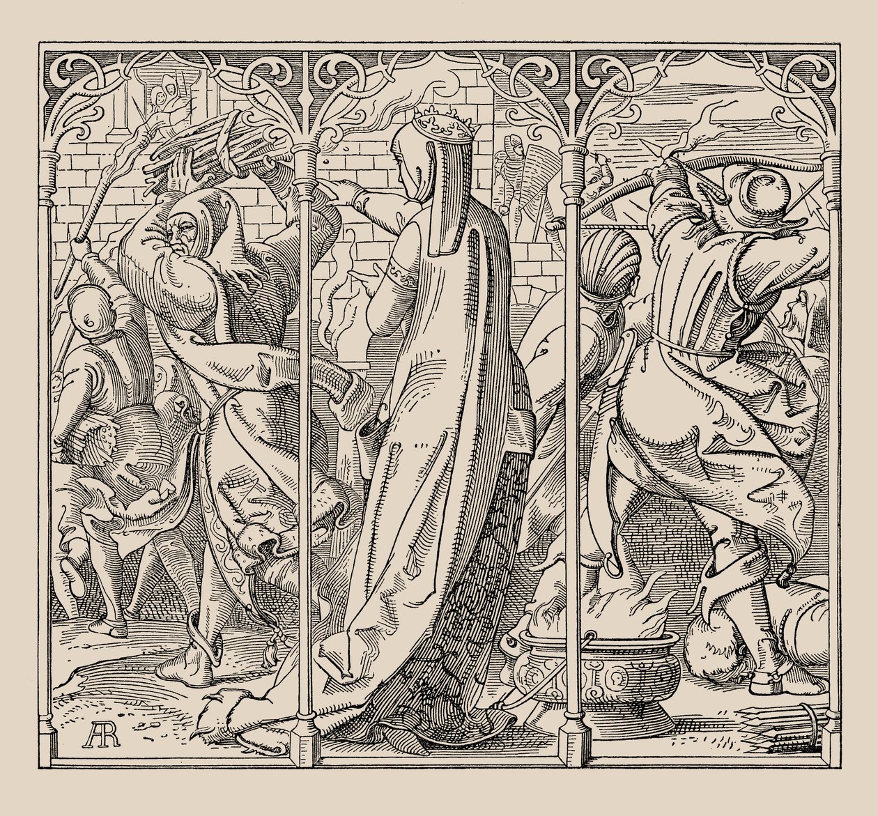 Die Nibelungen. How the Queen Gave Orders to Burn Down the Hall, 1840-1841 by Alfred Rethel