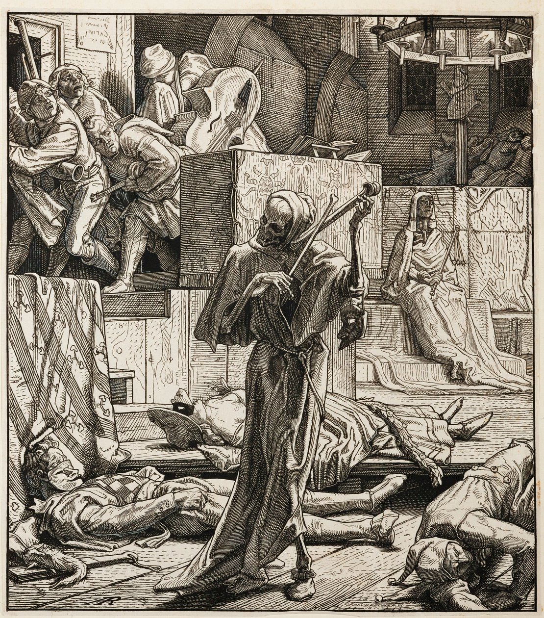 In the Midst of Turmoil and Lust, Man is Carried Off by Death by Alfred Rethel