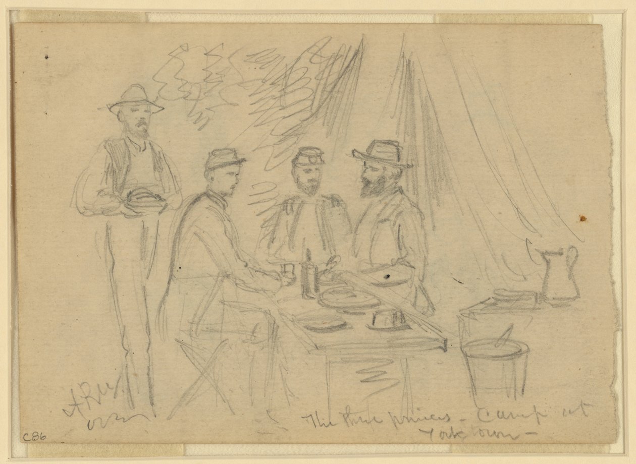 The Three Princes, Camp at Yorktown, April 5th-May 4th 1862 by Alfred Rudolph Waud