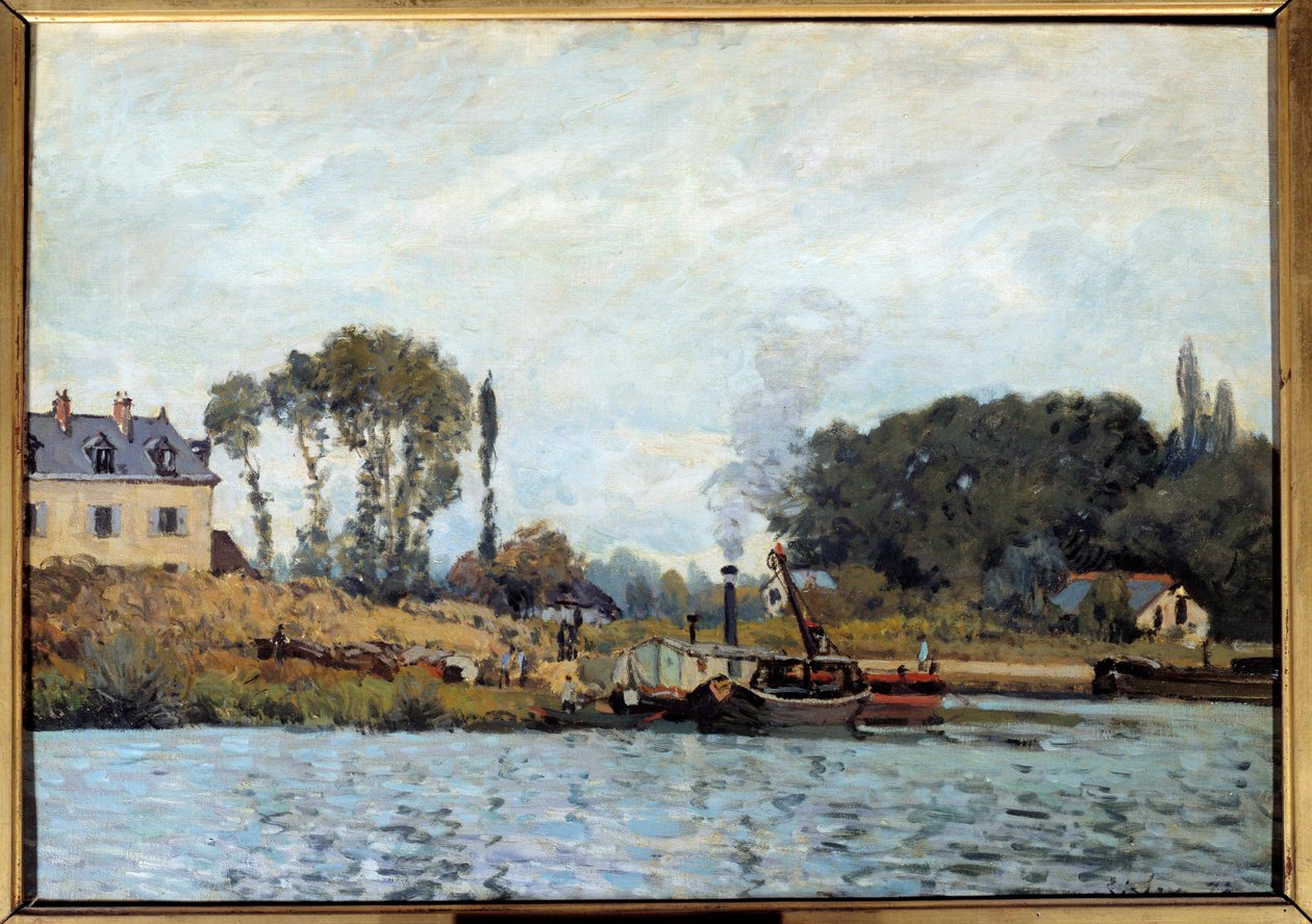 Boat at the Bougival Lock by Alfred Sisley