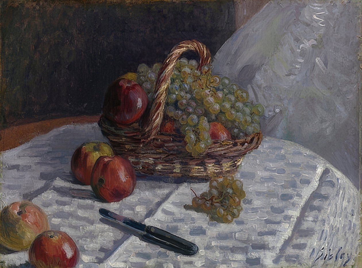 Apples and Grapes in a Basket by Alfred Sisley