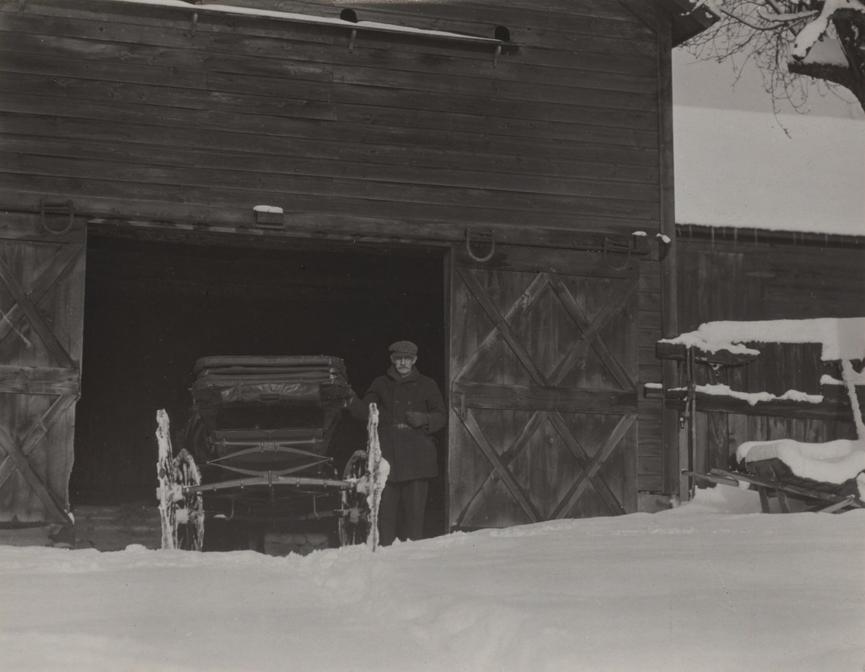 Barn, Carriage & Snow by Alfred Stieglitz
