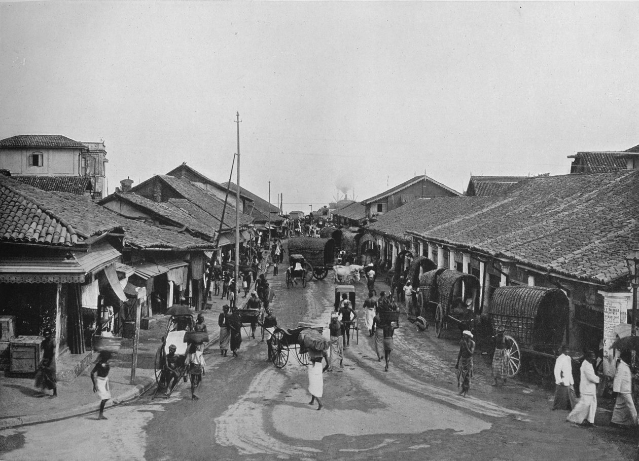 Typical Street Scene in Native Quarters, Colombo by Alfred William Amandus Plate