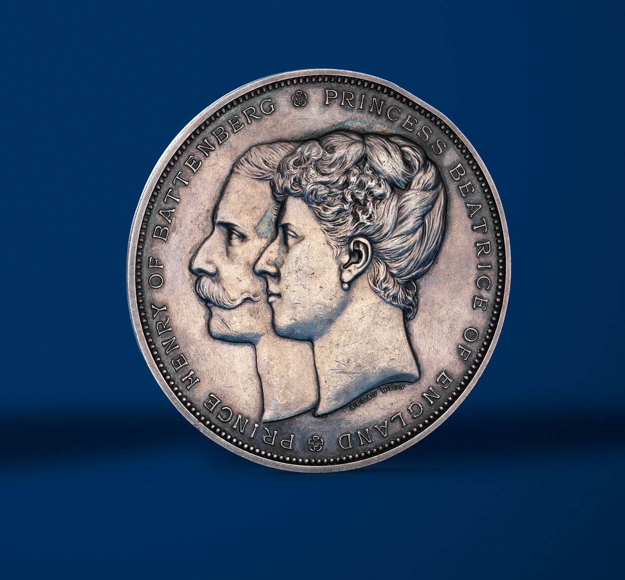 Medal commemorating the marriage of Princess Beatrice and Prince Henry of Battenberg, 1885 (obverse) by Alfred and Wyon, Joseph Shephard Wyon