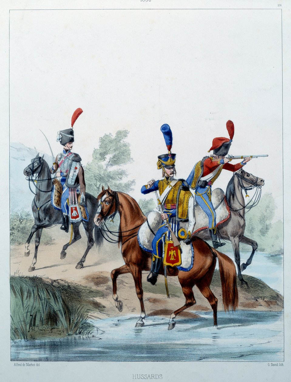 Napoleonic Army: Hussars. Engraving by Alfred De Marbot (19th century) 1806 by Alfred de (after) Marbot