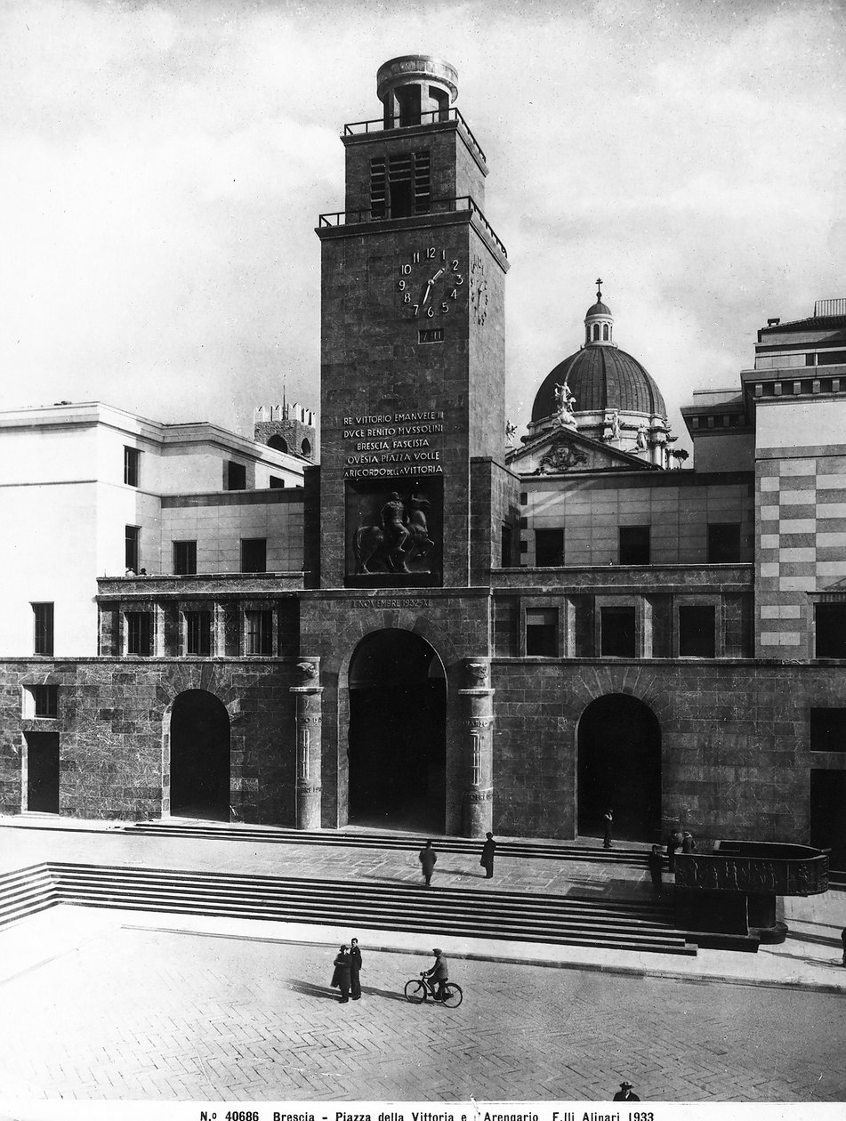 Piazza della Vittoria with Mussolini Tower, Brescia by Fratelli Alinari