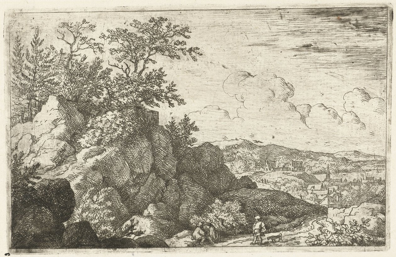 Mountain Landscape with Man and Dog by Allaert van Everdingen