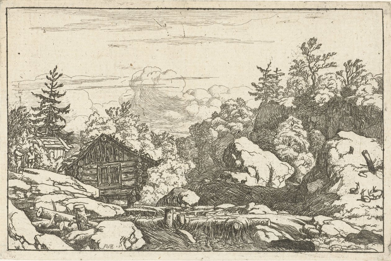 Landscape with Hut by Waterfall by Allaert van Everdingen