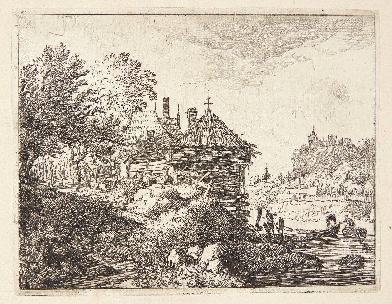 Two Boats Docking at a Cottage by Allaert van Everdingen