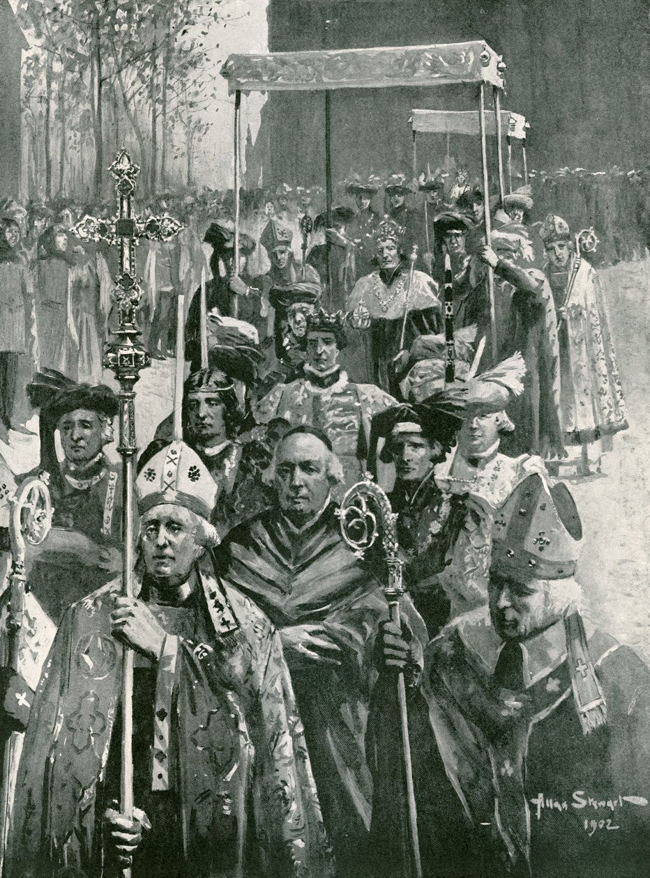 The Procession from the Abbey to the Hall at the Coronation of Richard III and Anne of Warwick by Allan (after) Stewart