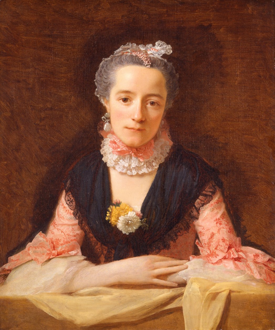 Lady in a Pink Silk Dress by Allan Ramsay: Fine art print