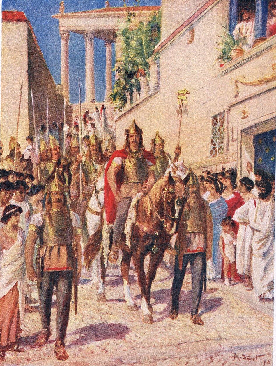 Alaric the Goth Entering Athens in 395, illustration from 