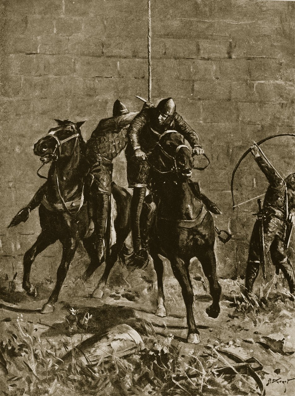 Stephen rescues Prince Henry of Scotland at Ludlow, illustration from 
