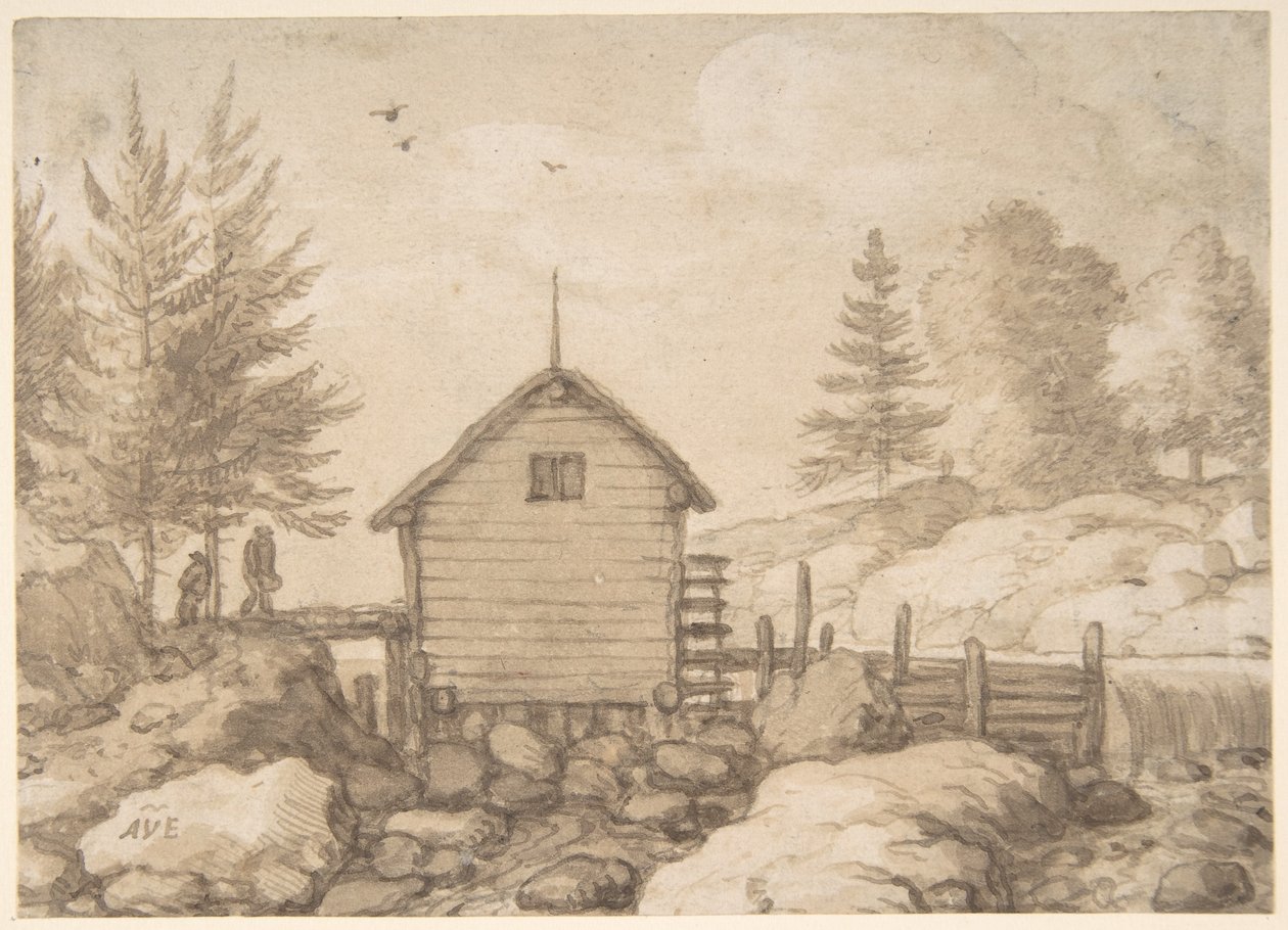A Mill on Rocks in a River in Norway by Allart van Everdingen