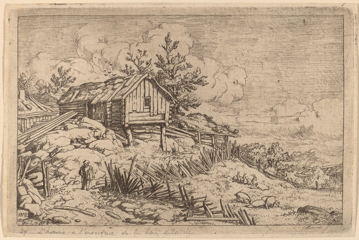 Man near Entry of a Ruinous Hedge by Allart van Everdingen