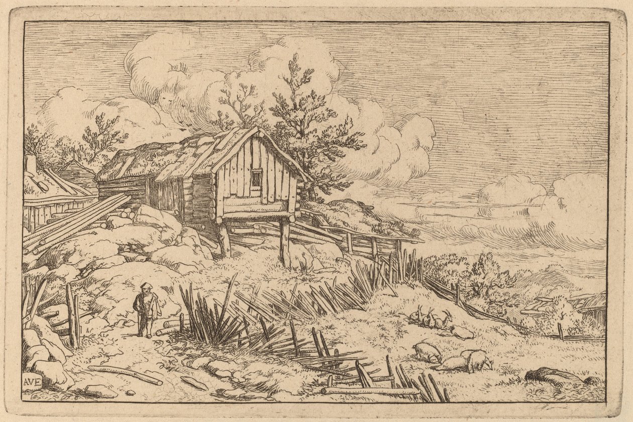 Man near Entry of a Ruinous Hedge by Allart van Everdingen