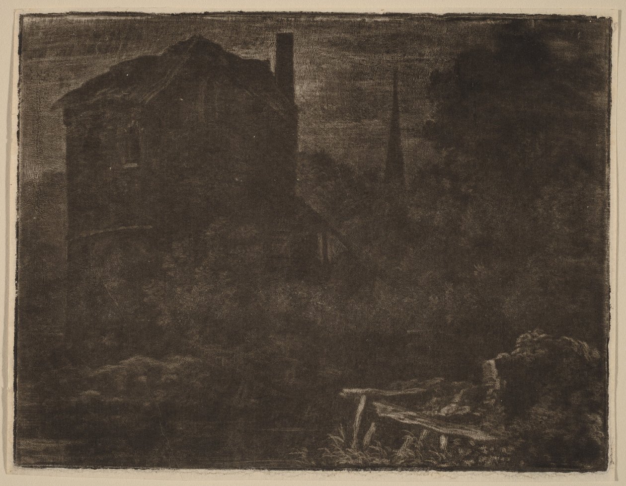 Nocturnal Landscape with House and Church Spire by Allart van Everdingen