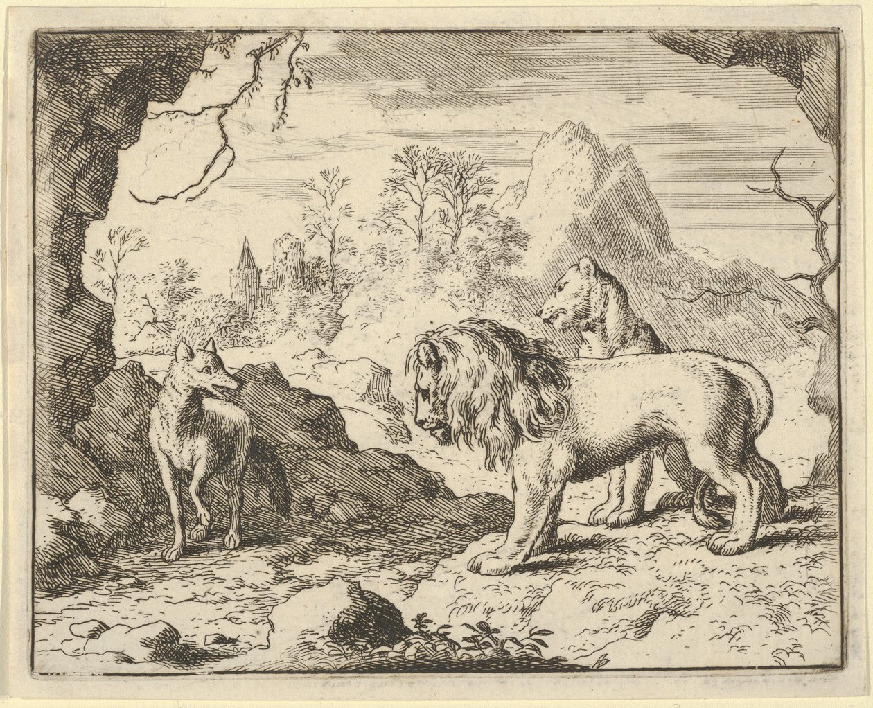 Renard Convinces the Lion and Lioness of Finding a Treasure His Father Stole from Them, 1650-75 by Allart van Everdingen