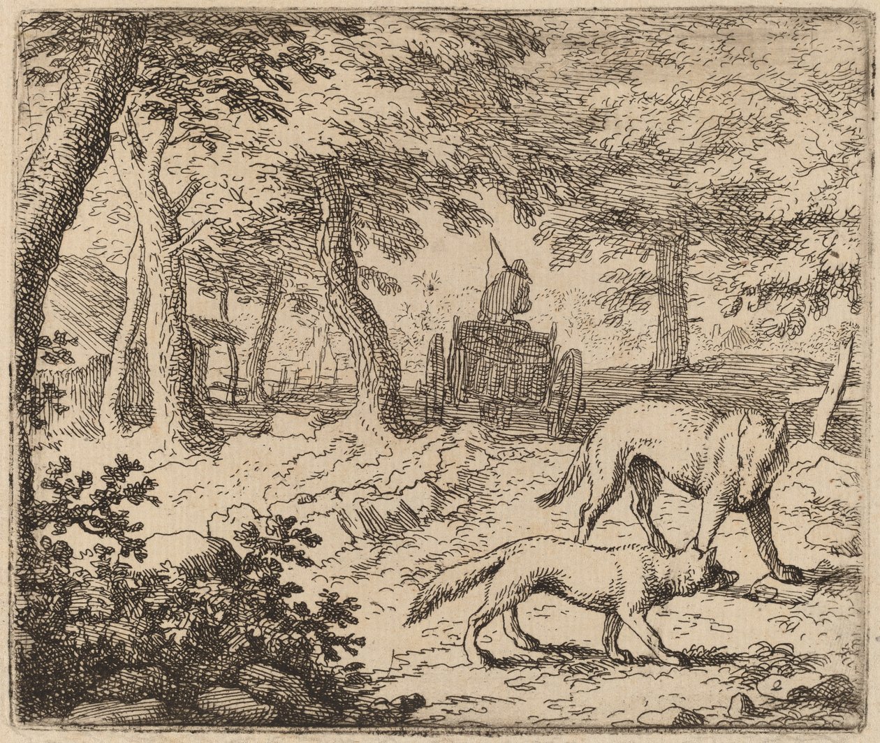 Reynard and the Wolf before the Fish Cart by Allart van Everdingen