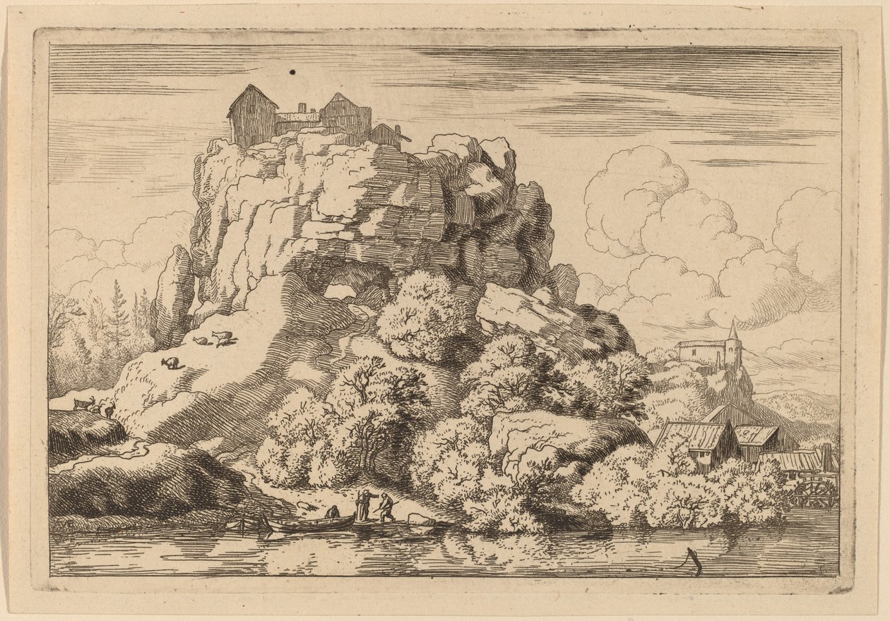 River at the Foot of a High Rock by Allart van Everdingen