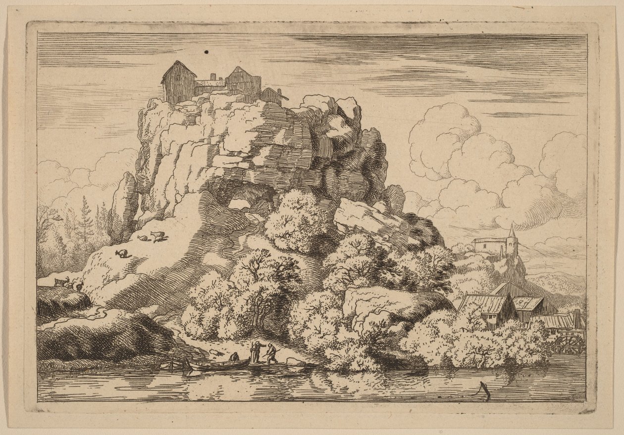 River at the Foot of a High Rock by Allart van Everdingen