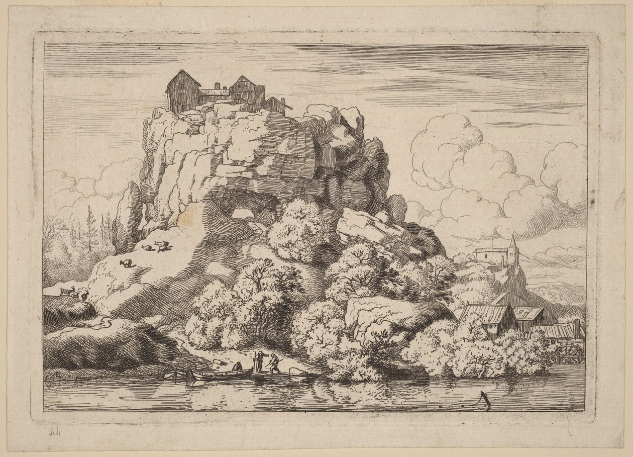 River at the Foot of a High Rock by Allart van Everdingen
