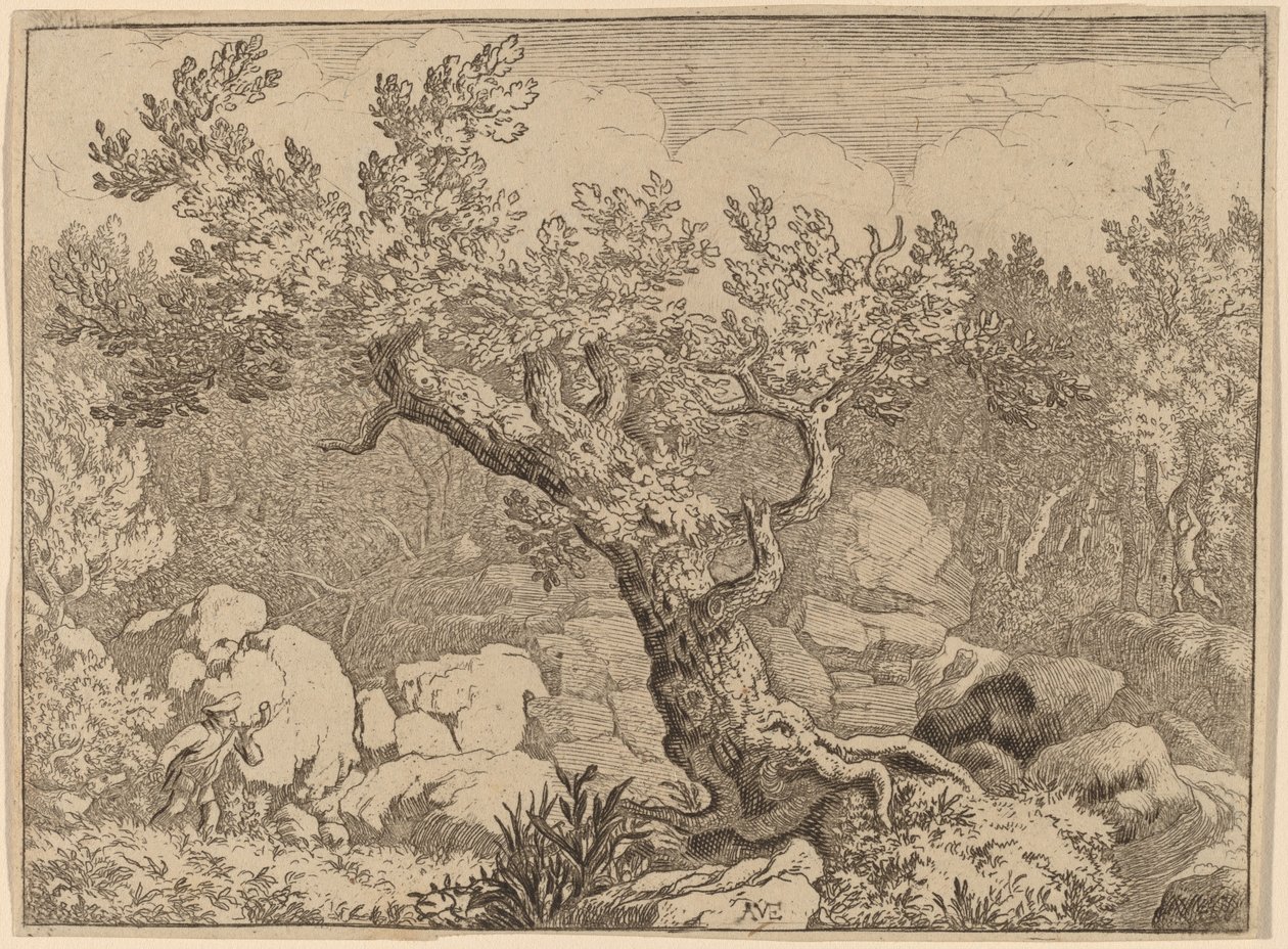 Sportsman near a Large Tree by Allart van Everdingen