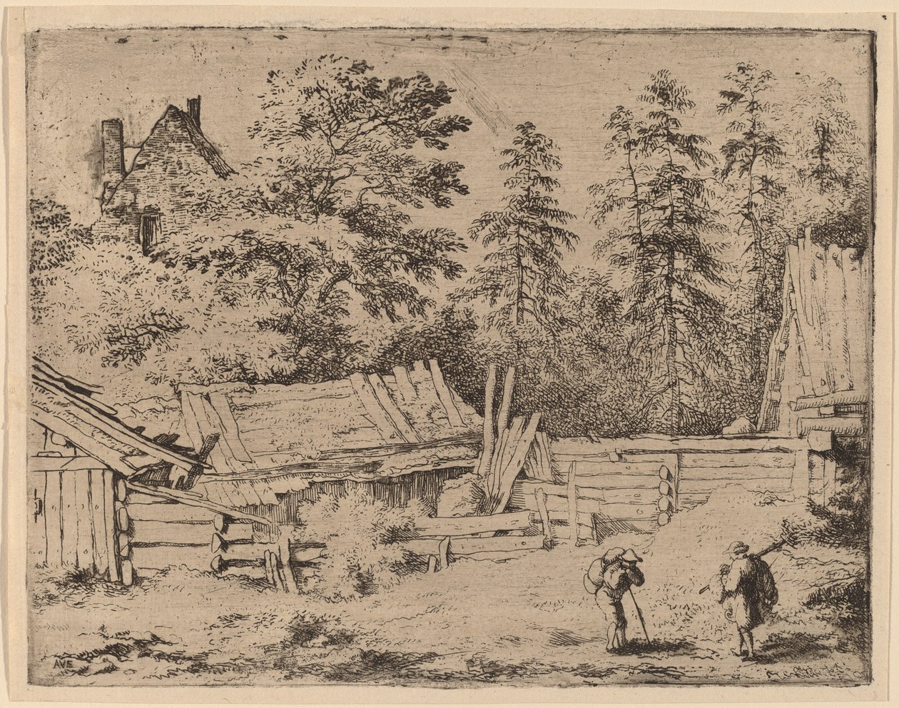 Three Cottages by Allart van Everdingen