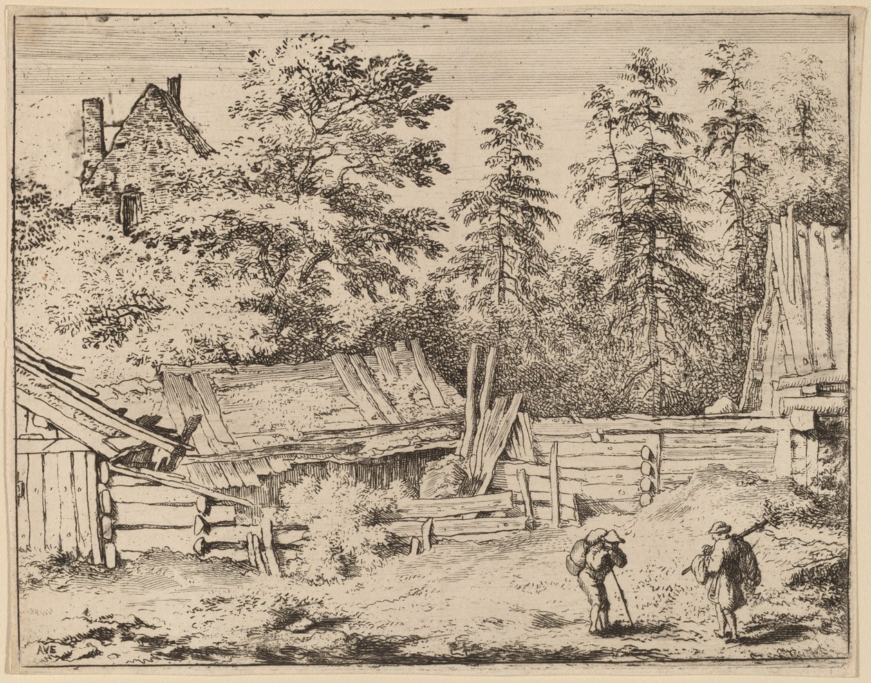 Three Cottages by Allart van Everdingen