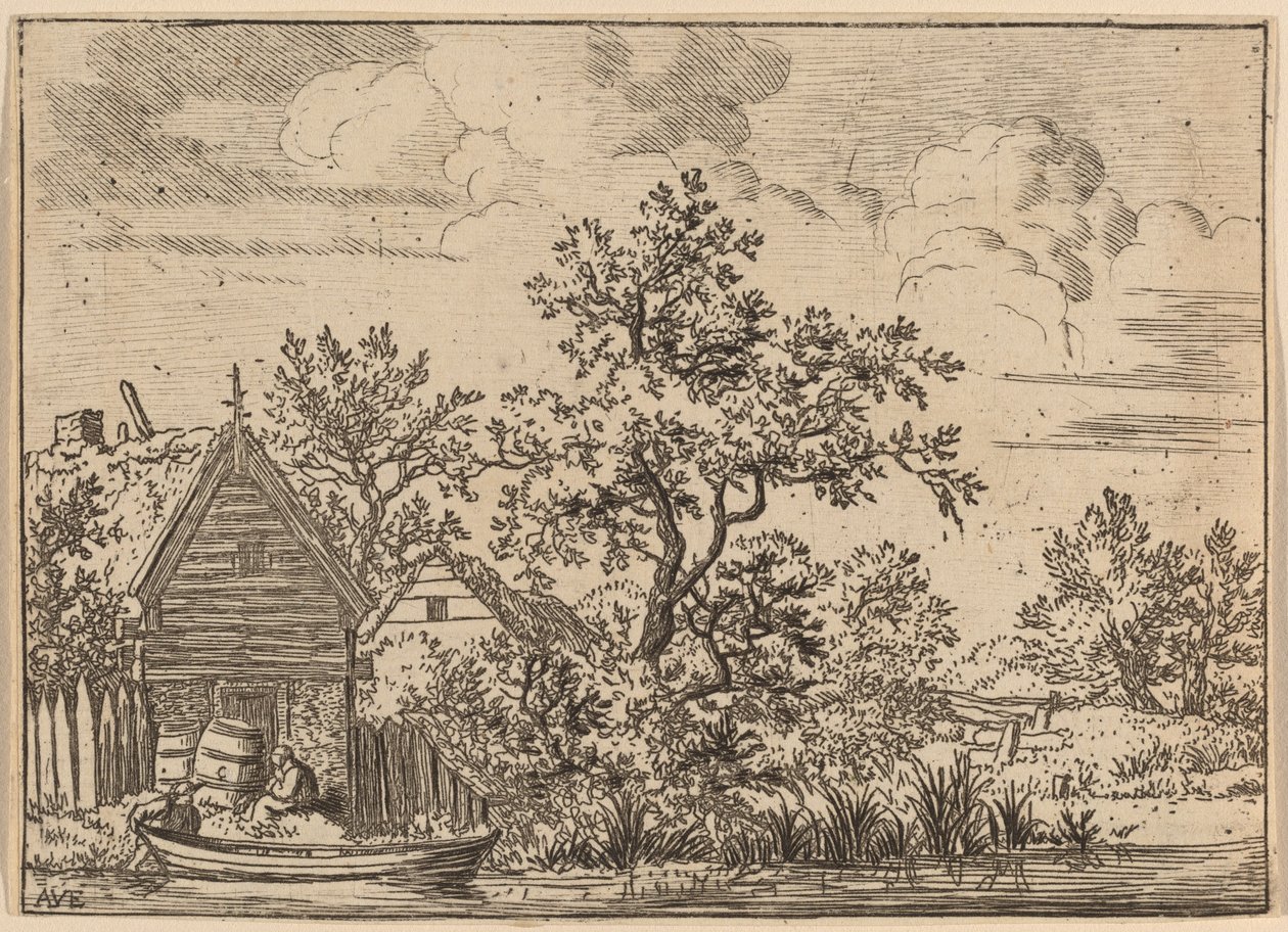 Two Casks in Front of a Cottage by Allart van Everdingen