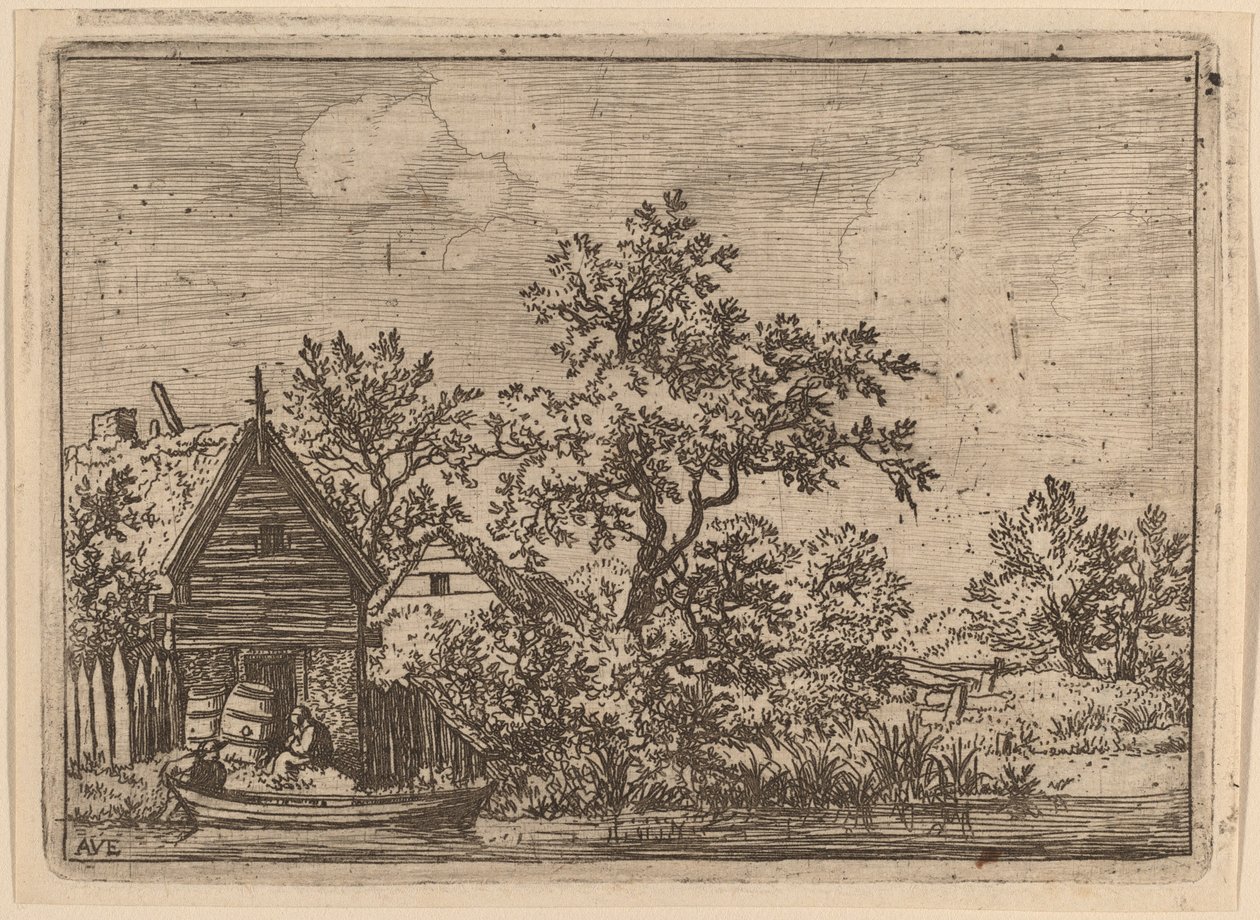 Two Casks in Front of a Cottage, probably c. 1645-1656 by Allart van Everdingen