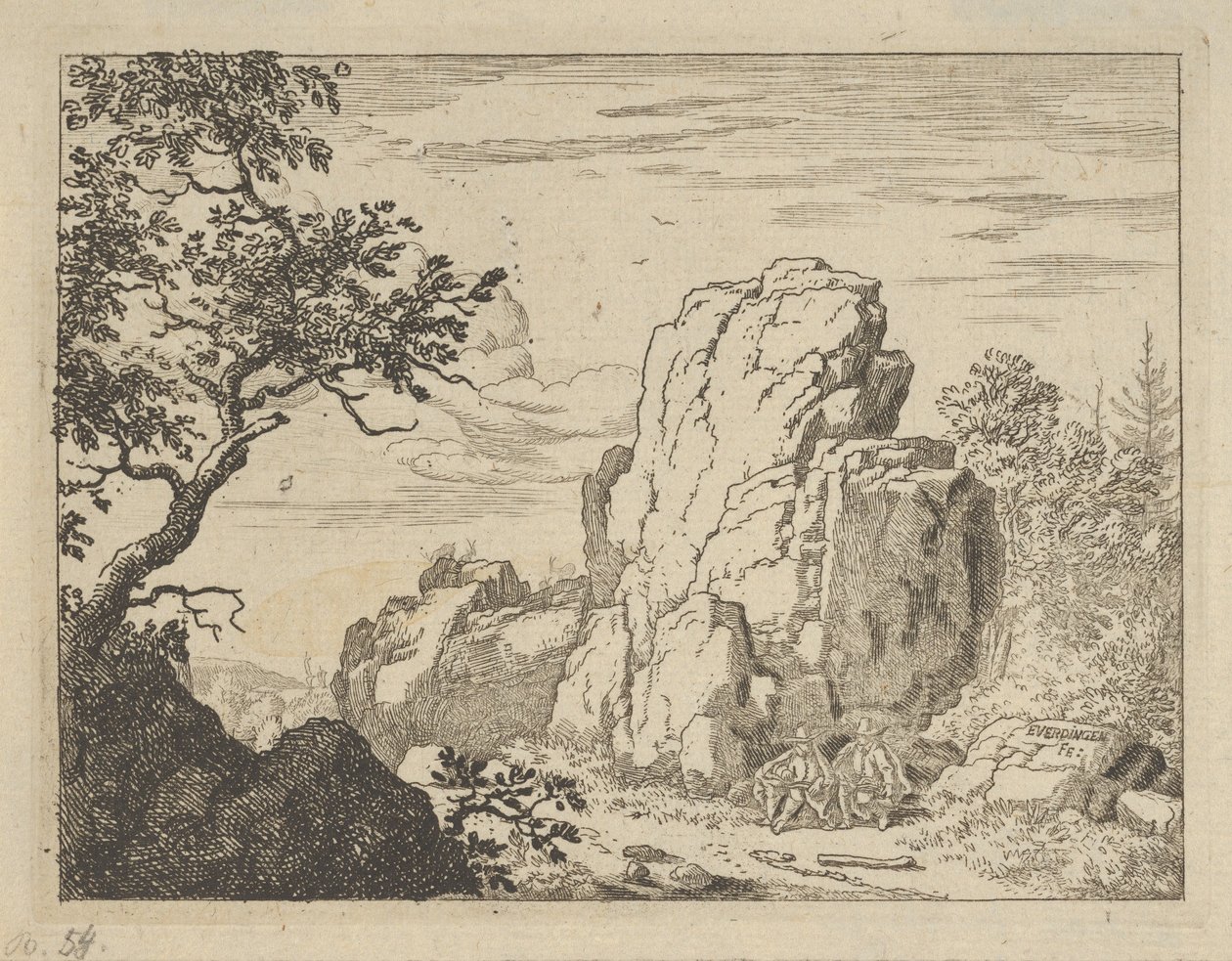 Two Men Seated at the Foot of a High Rock by Allart van Everdingen