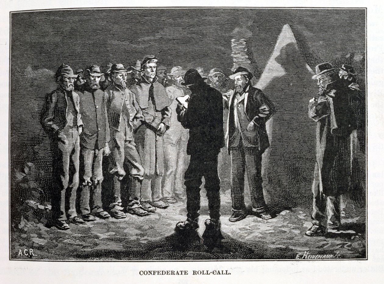 Confederate Roll-call, engraved by Ernst Heinemann, illustration from 