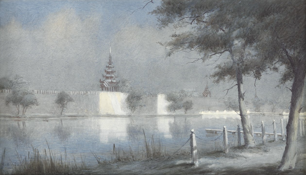 The Moat at Mandalay by Moonlight by Alma Claude Burlton Cull