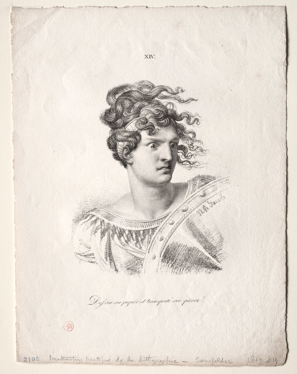 The Art of Lithography: Head of an Amazon by Alois Senefelder