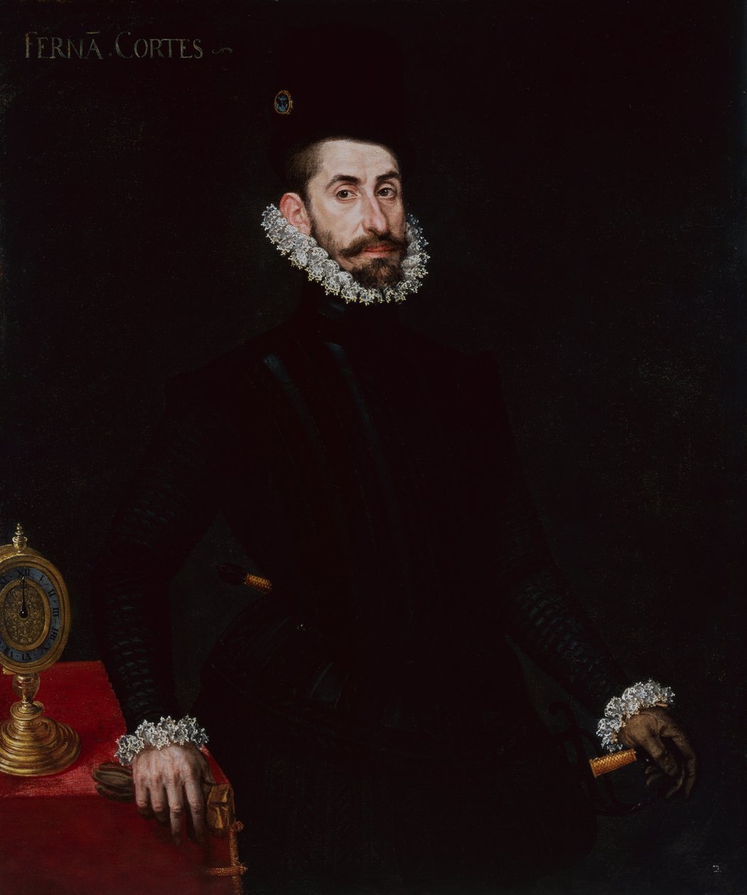 Portrait of Hernan Cortes (oil on canvas) by Alonso Sánchez Coello