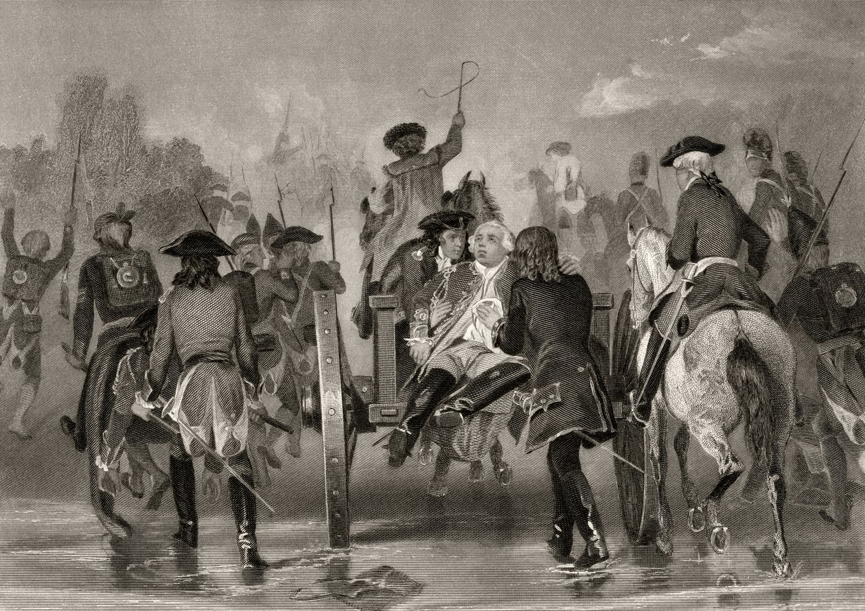 Mortally Wounded General Edward Braddock Retreats from the Monongahela River in 1755 After an Attack from French and Indian Forces by Alonzo Chappel