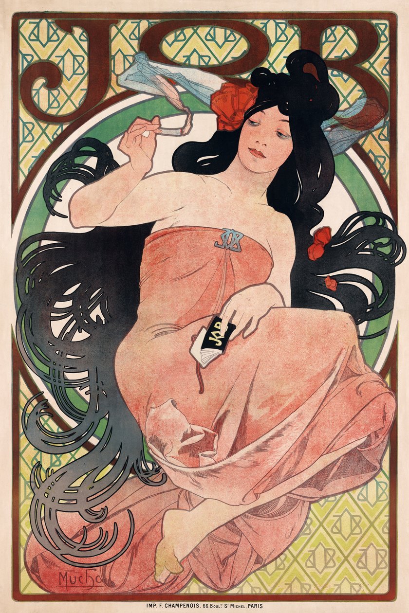 Cigarette Paper by Alphonse Mucha