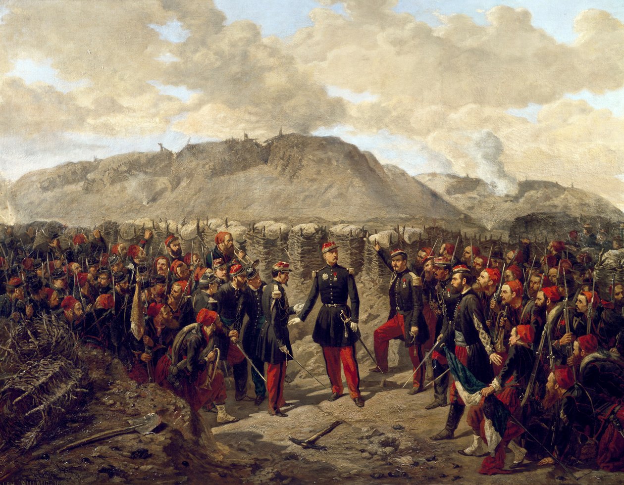 Crimean War (1853-1856): Marshal Patrice MacMahon with the Zouaves in Malakoff by Alphonse Antoine Aillaud