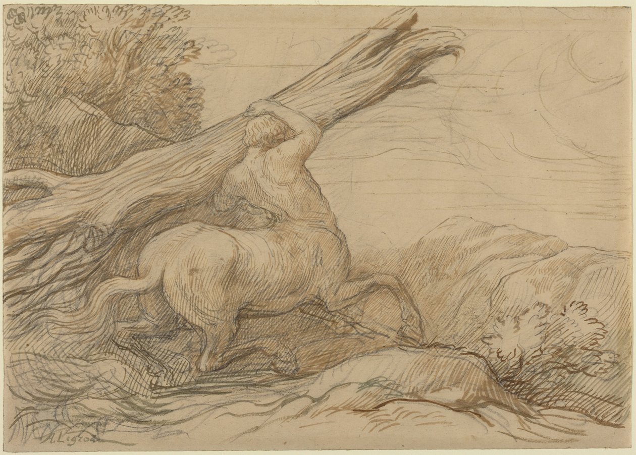 Centaur Carrying a Tree Trunk by Alphonse Legros