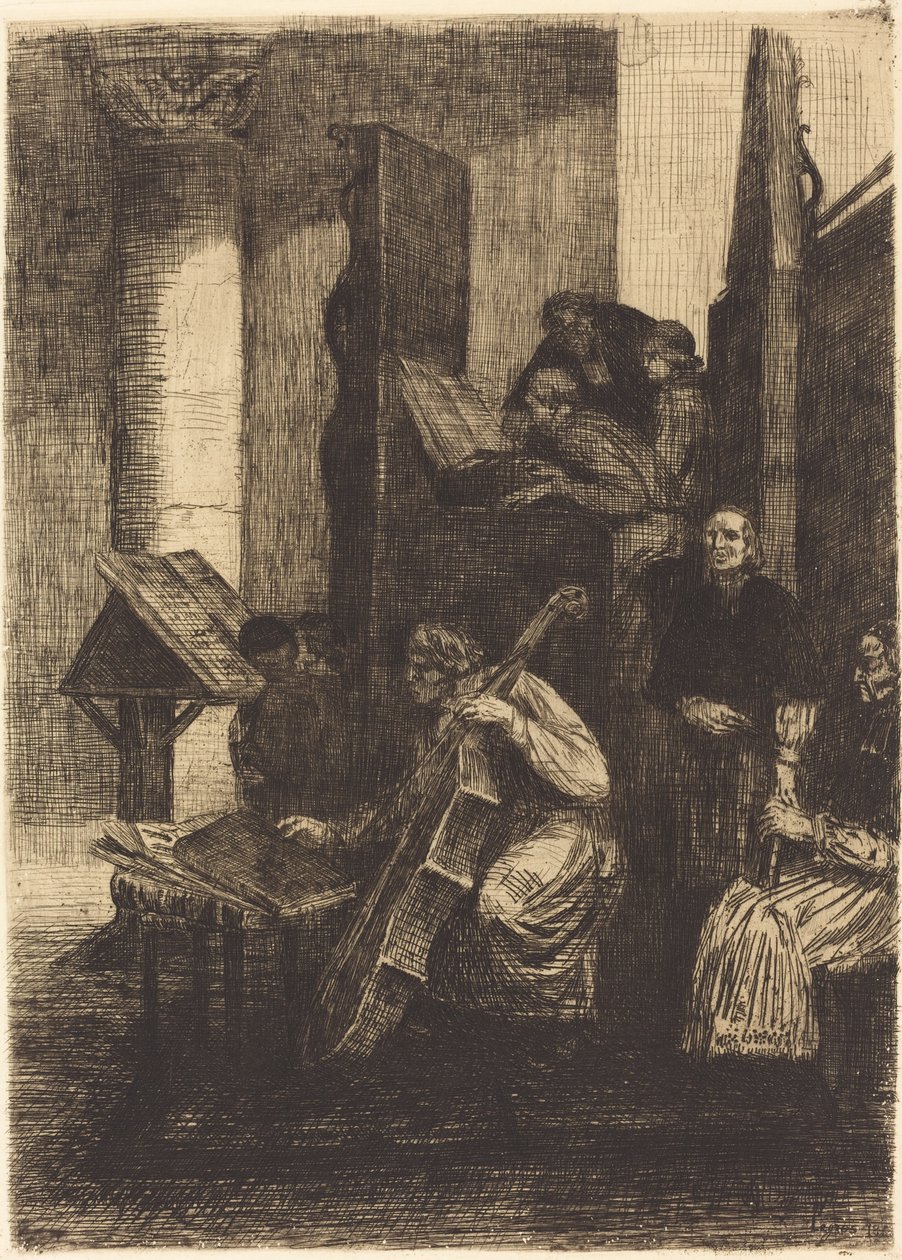 Choir in a Spanish Church, 1860 by Alphonse Legros