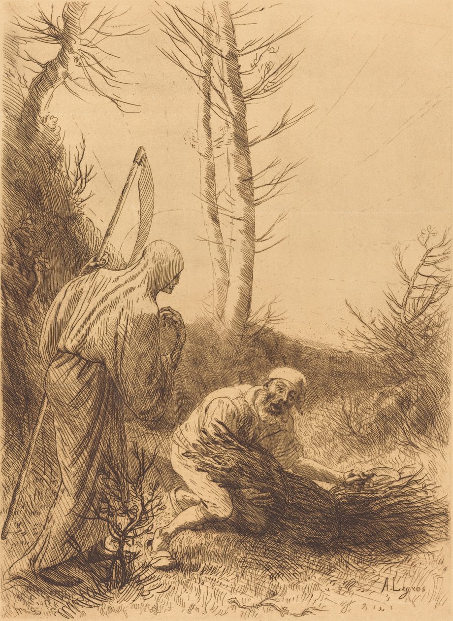Death and the Woodcutter, 2nd plate Le mort et le bucheron by Alphonse Legros